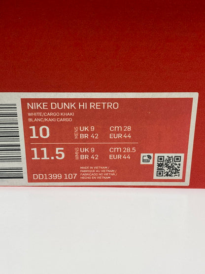 【LIFTる。景品】【中古品】【メンズ】 NIKE ナイキ DD1399-107 DUNK HIGH RETRO SNEAKERS スニーカー シューズ  靴 160-240328-ks-02-min サイズ：28cm カラー：WHITE/CARGO KHAKI 万代Net店