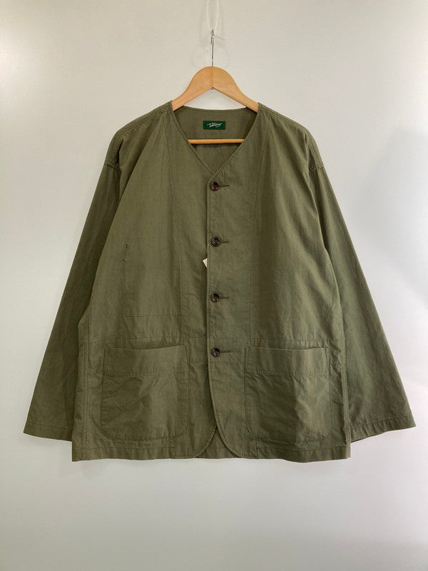 【中古品】【メンズ】  TAKE＆SONS RIP NOCOLLAR JACKET 23102 テイク アンド サンズ ノーカラージャケット ライトアウター 140-240405-yn-03-min サイズ：3 カラー：OLIVE 万代Net店