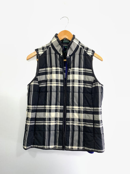【中古品】【メンズ】 LAUREN RALPH LAUREN ローレン ラルフ ローレン CHECK DOWN VEST チェックダウンベスト アウター 146-240831-ks-30-min サイズ：M カラー：ブラック系 万代Net店