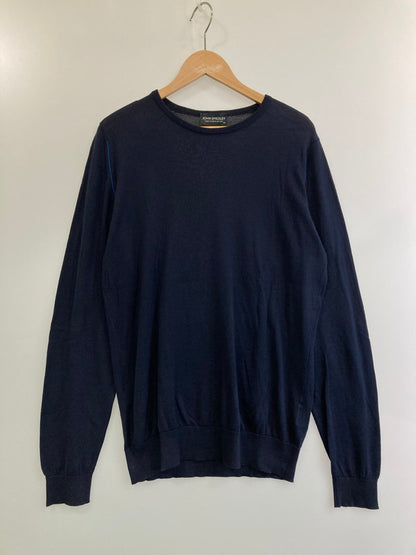 【中古品】【メンズ】 JOHN SMEDLEY ジョンスメドレー COTTON KNIT シーアイランドコットンニット 30ゲージ トップス  141-240703-yn-22-min サイズ：M カラー：ネイビー 万代Net店