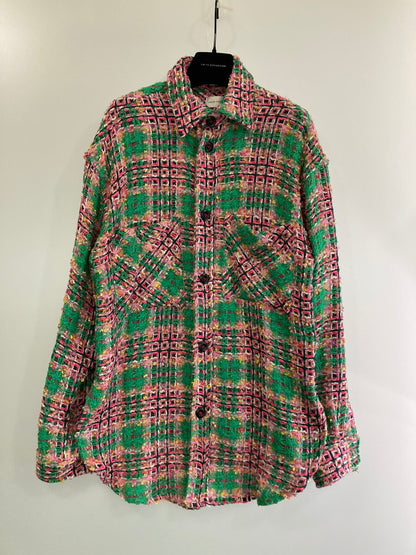 【中古品】【メンズ/レディース】  FAITH CONNEXION 22SS TWEED SHIRTS EMS22227 フェイスコネクション ツイードシャツ トップス 141-240409-yn-02-min サイズ：XS カラー：マルチカラー 万代Net店