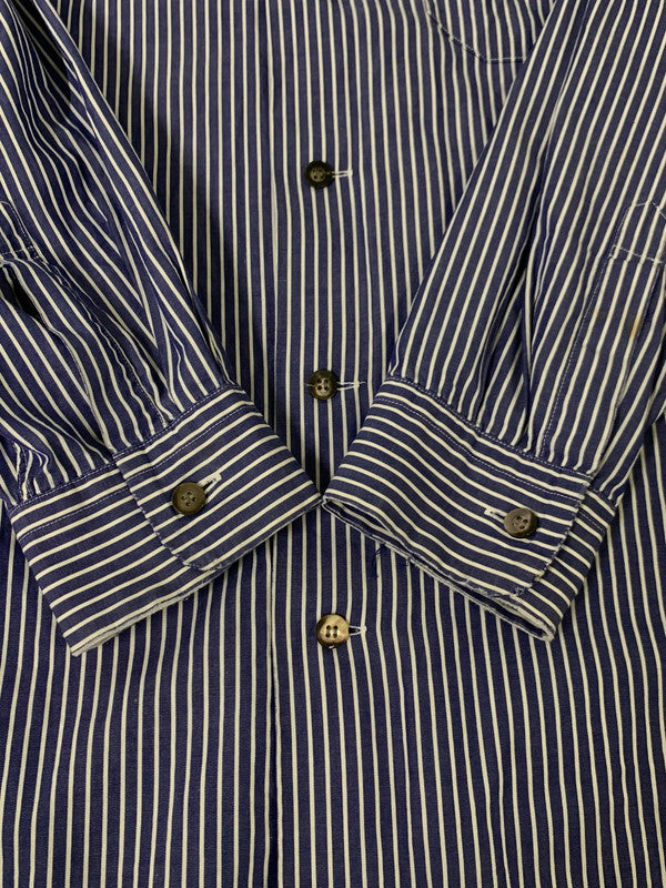 【中古品】【メンズ】  ISSEY MIYAKE COTTON LABEL STRIPE SHIRT イッセイミヤケ バンドカラーストライプシャツ 長袖シャツ トップス 140-240703-yn-05-min カラー：ブルー系/ホワイト 万代Net店