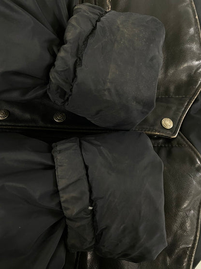 【中古品】【メンズ】  SCHOTT ショット 90S 2WAY LEATHER DOWN JACKET レザ－ダウンジャケット アウター 146-240410-ks-9-min サイズ：40 カラー：ブラック 万代Net店