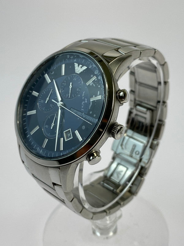 【中古美品】【メンズ】 Emporio Armani エンポリオ・アルマーニ レナート クロノグラフ クォーツ腕時計 AR-11164　腕時計 時計 197-240420-jt-15-min カラー：シルバー/ネイビー 万代Net店