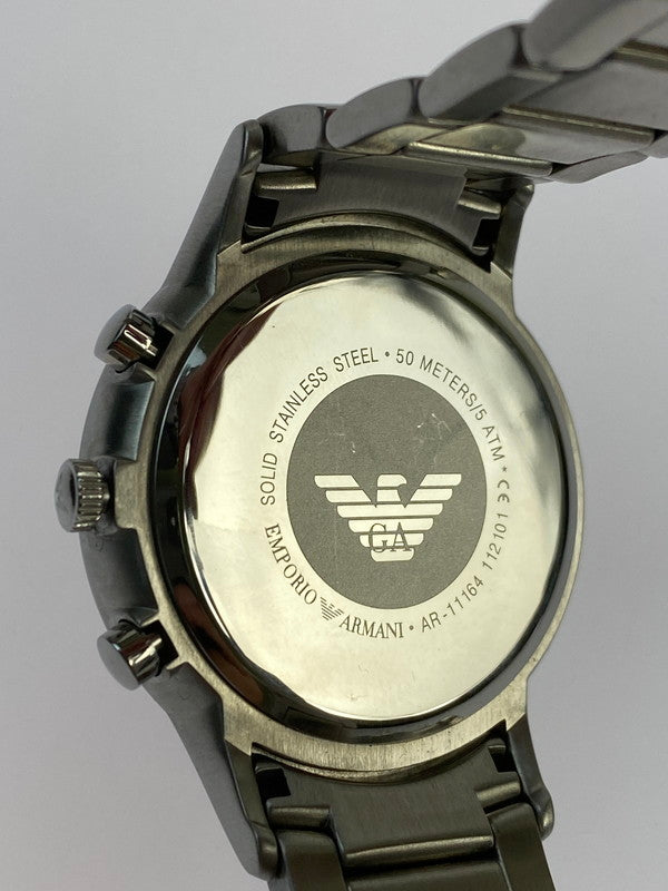 【中古美品】【メンズ】 Emporio Armani エンポリオ・アルマーニ レナート クロノグラフ クォーツ腕時計 AR-11164　腕時計 時計 197-240420-jt-15-min カラー：シルバー/ネイビー 万代Net店