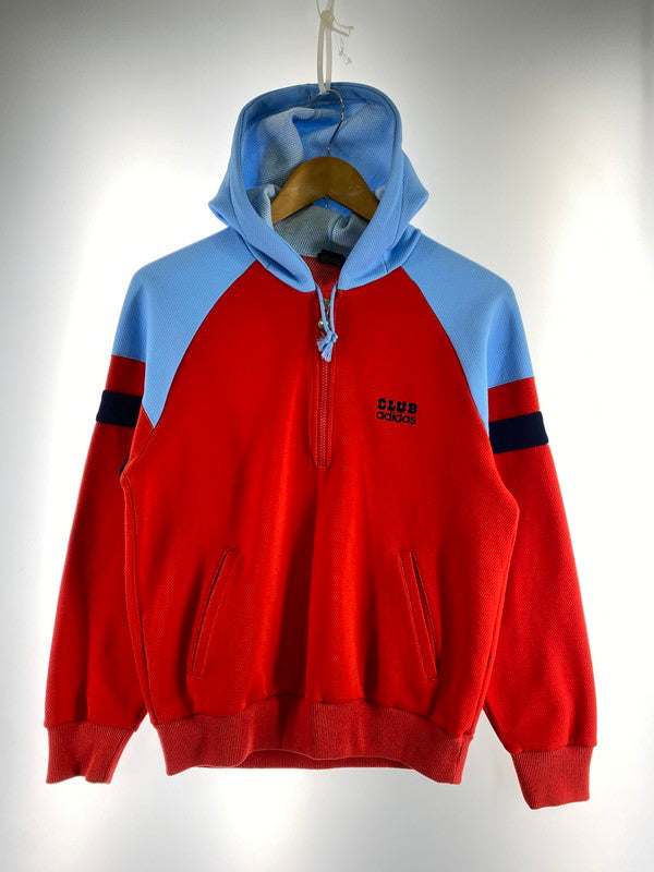 【中古品】【メンズ】 CLUB ADIDAS クラブ アディダス ACB-396 デサント期 80S HALF ZIP PARKA 1980年代 ハーフジップパーカー メンズ パーカー トップス 146-260410-KS-10-min カラー：レッド/ライトブルー 万代Net店