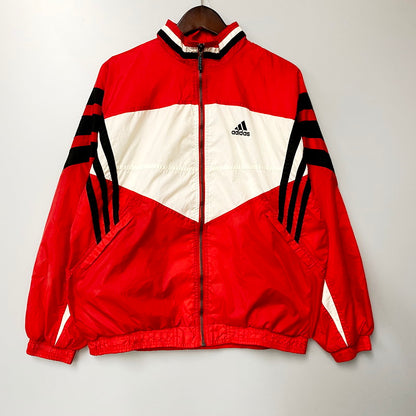 【中古品】【メンズ】 adidas アディダス 90S NYLON JACKET ナイロンジャケット パフォーマンスロゴ 刺繍 アウター 146-240712-ay-39-izu サイズ：XL カラー：レッド 万代Net店