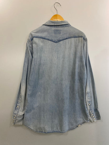 【現状渡し品】【メンズ】 Wrangler ラングラー USA製 70S DENIM WESTERN LS SHIRT デニムシャツ トップス 146-241010-ks-22-min サイズ：15 1/2・34 カラー：インディゴ 万代Net店