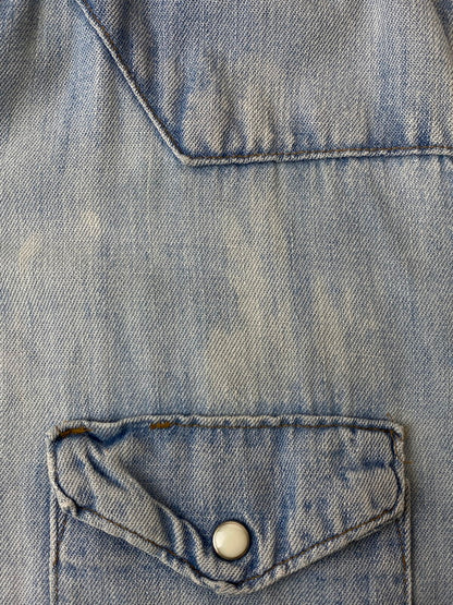 【現状渡し品】【メンズ】 Wrangler ラングラー USA製 70S DENIM WESTERN LS SHIRT デニムシャツ トップス 146-241010-ks-22-min サイズ：15 1/2・34 カラー：インディゴ 万代Net店