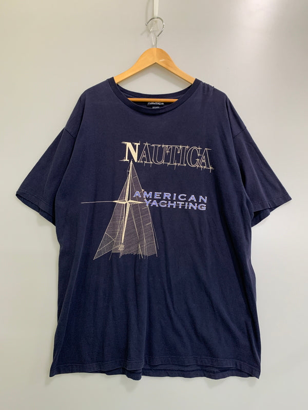 【現状渡し品】【メンズ】 NAUTICA ノーティカ AMERICAN YACHTING S/S TEE ショートスリーブTシャツ 半袖Tシャツ USA製 トップス 146-260617-yn-14-min サイズ：XL カラー：ネイビー 万代Net店