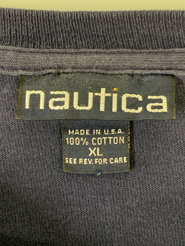 【現状渡し品】【メンズ】 NAUTICA ノーティカ AMERICAN YACHTING S/S TEE ショートスリーブTシャツ 半袖Tシャツ USA製 トップス 146-260617-yn-14-min サイズ：XL カラー：ネイビー 万代Net店