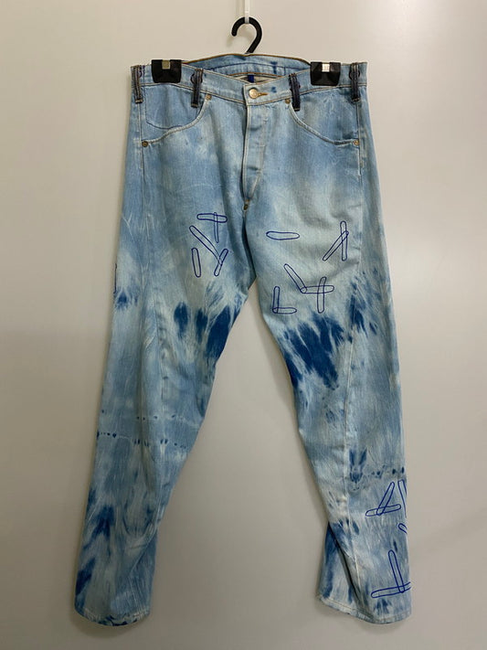 【中古品】【メンズ】 Levi's RED リーバイスレッド HONEST DISHONEST CAPSULE BLEACH DENIM PANT カプセルブリーチ デニムパンツ ボトムス ボタンフライ 157-240514-yn-09-min サイズ：W34 L32 カラー：ライトインディゴ 万代Net店