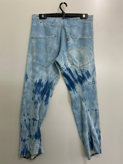 【中古品】【メンズ】 Levi's RED リーバイスレッド HONEST DISHONEST CAPSULE BLEACH DENIM PANT カプセルブリーチ デニムパンツ ボトムス ボタンフライ 157-240514-yn-09-min サイズ：W34 L32 カラー：ライトインディゴ 万代Net店