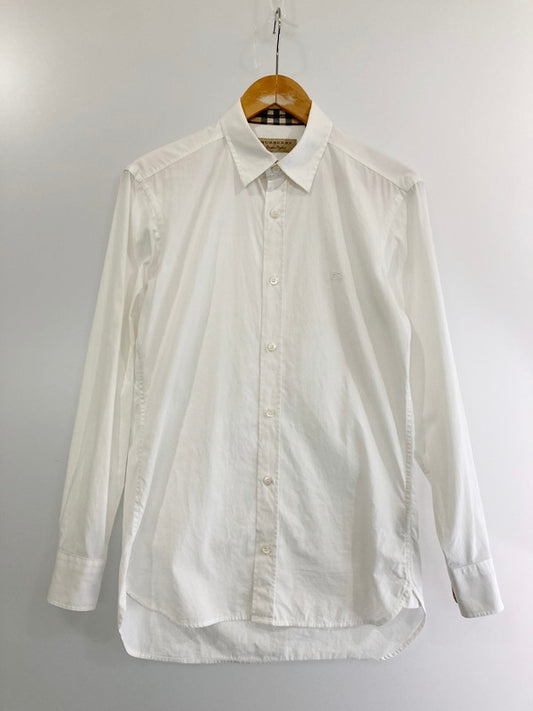 【中古品】【メンズ】 BURBERRY バーバリー L/S SHIRT 8008703 ロゴ刺繍長袖シャツ ロングスリーブシャツ トップス 141-240422-yn-03-min サイズ：XS カラー：ホワイト 万代Net店