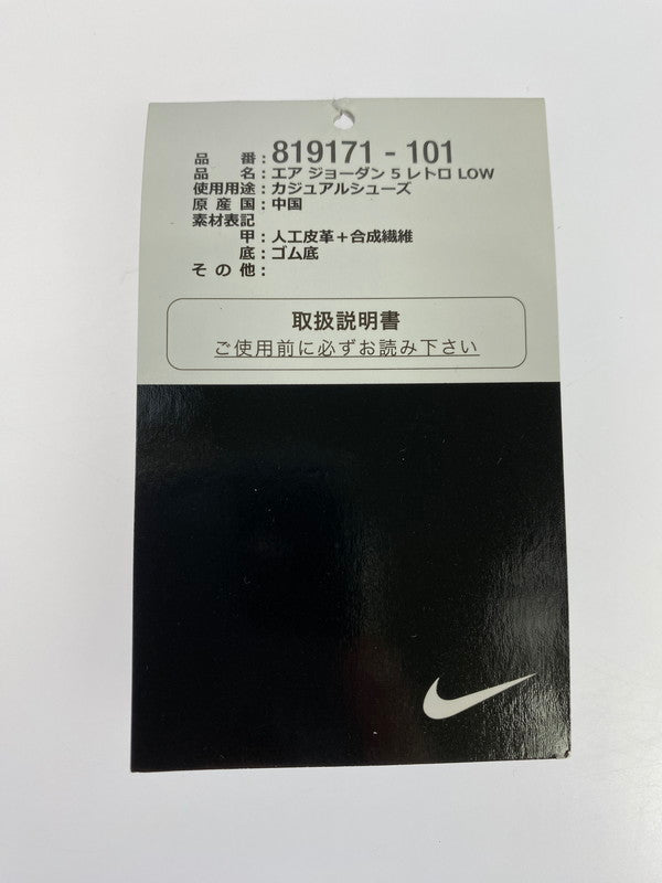 【中古品】【メンズ】 NIKE ナイキ AIR JORDAN 5 RETRO LOW 819171-101 エアージョーダン5 レトロロー スニーカー 靴 160-240422-jt-12-min サイズ：US 10.5 28.5cm カラー：WHITE/FIRE RED-BLACK 万代Net店