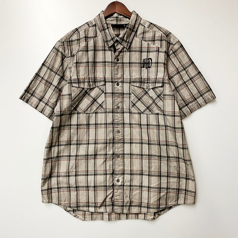 【中古品】【メンズ】 HARLEY DAVIDSON ハーレーダビッドソン SHIRT-WOVEN PLAID 96371-20VM コットンチェックシャツ 半袖 146-240630-hi-01-izu サイズ：XL カラー：グレー 万代Net店