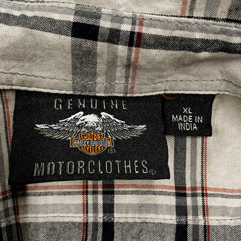 【中古品】【メンズ】 HARLEY DAVIDSON ハーレーダビッドソン SHIRT-WOVEN PLAID 96371-20VM コットンチェックシャツ 半袖 146-240630-hi-01-izu サイズ：XL カラー：グレー 万代Net店