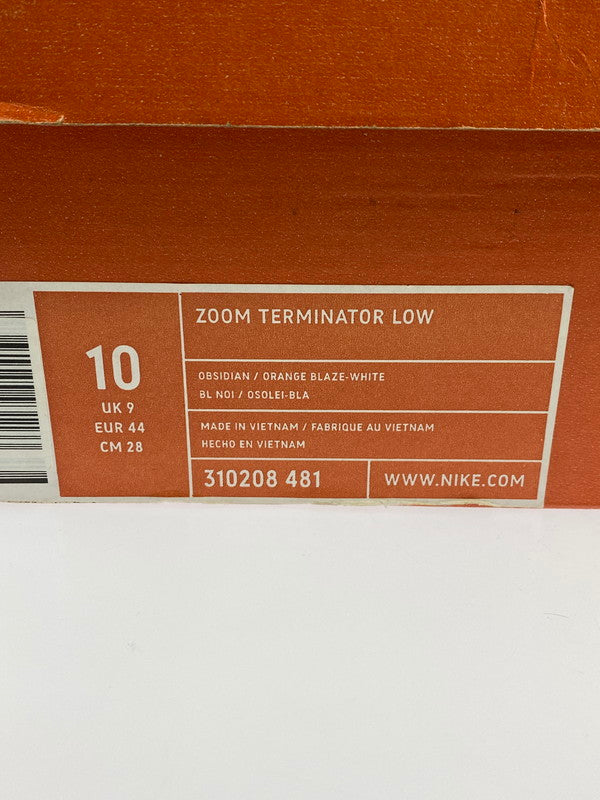 【中古美品】【メンズ】 NIKE ナイキ ZOOM TERMINATOR LOW SYRACUSE2004 310208-481 ズームターミネータ― ロー スニーカー 靴 160-240422-jt-08-min サイズ：US 10 28.0cm カラー：OBSIDIAN/ORENNGE BLAZE-WHITE 万代Net店