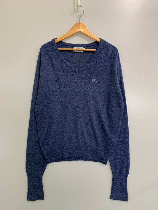 【中古品】【メンズ】 LACOSTE ラコステ V NECK KNIT ヴィンテージ 青ワニ ブイネック ニットセーター 146-260416-AS-25-min サイズ：M カラー：ネイビー 万代Net店