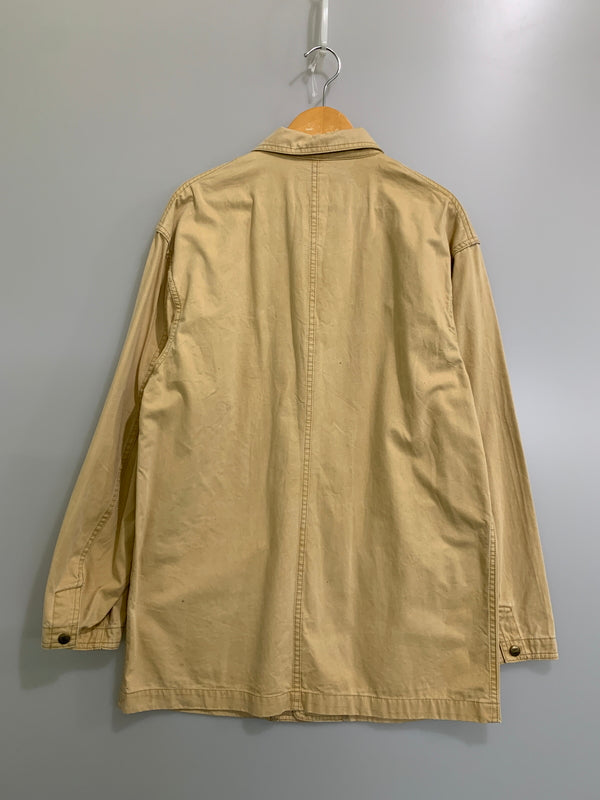 【中古品】【メンズ】 ZIPPO ジッポ COTTON JACKET コットンジャケット ヘリンボーン カバーオール ハンティングジャケット 146-260615-kt-08-min サイズ：L カラー：ベージュ系 万代Net店