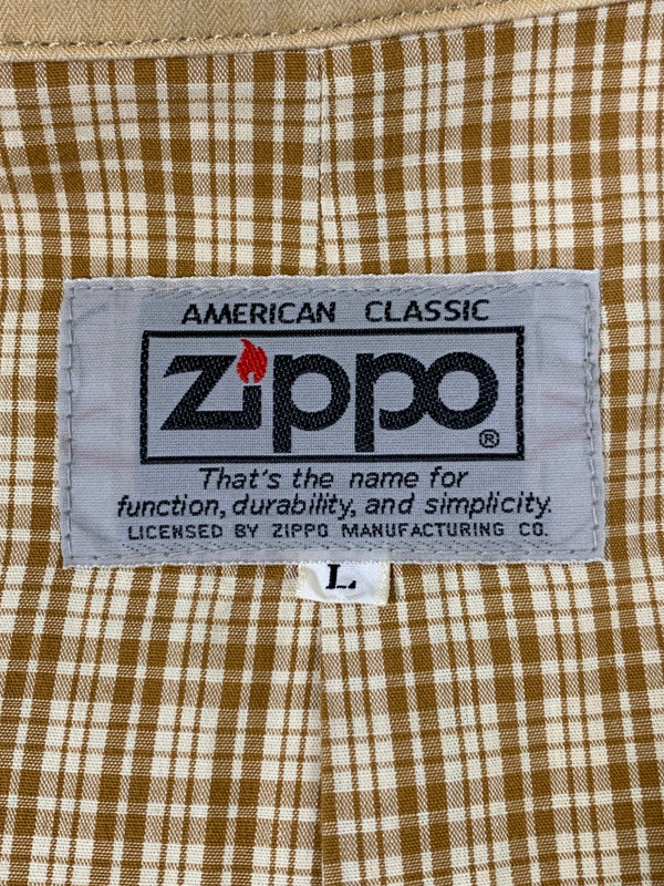【中古品】【メンズ】 ZIPPO ジッポ COTTON JACKET コットンジャケット ヘリンボーン カバーオール ハンティングジャケット 146-260615-kt-08-min サイズ：L カラー：ベージュ系 万代Net店