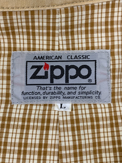 【中古品】【メンズ】 ZIPPO ジッポ COTTON JACKET コットンジャケット ヘリンボーン カバーオール ハンティングジャケット 146-260615-kt-08-min サイズ：L カラー：ベージュ系 万代Net店