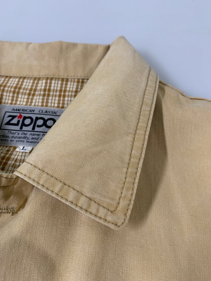 【中古品】【メンズ】 ZIPPO ジッポ COTTON JACKET コットンジャケット ヘリンボーン カバーオール ハンティングジャケット 146-260615-kt-08-min サイズ：L カラー：ベージュ系 万代Net店