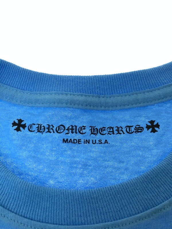 【中古美品】【メンズ】 CHROME HEARTS クロムハーツ 24SS BRAIN NEW CREW NECK MATTY BOY マッティボーイ ブレインニュークルーネック 長袖Tシャツ トップス 190-240516-yn-23-min サイズ：L カラー：ライトブルー 万代Net店