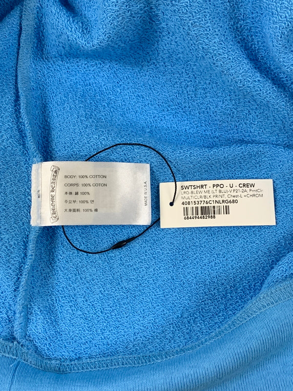 【中古美品】【メンズ】 CHROME HEARTS クロムハーツ 24SS BRAIN NEW SWTSHRT MATTY BOY マッティボーイ ブレインニュー スウェット トレーナー トップス 190-240516-yn-24-min サイズ：L カラー：ライトブルー 万代Net店
