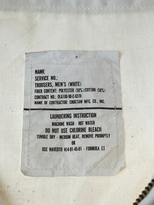 【現状渡し品】【メンズ】 U.S.NAVY アメリカ軍 8405-00-196-2281 90年製造 90S SAILOR PANT セーラーパンツ マリンパンツ ボトムス 157-240905-me-11-min サイズ：31R カラー：ホワイト 白 万代Net店