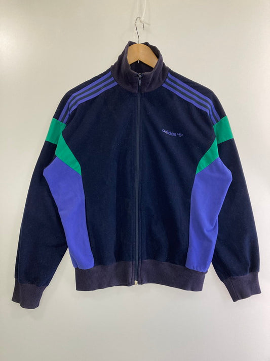 【中古品】【メンズ】 adidas アディダス スペイン製 70-80S VELOUR TRACK JACKET トラックジャケット トップス 146-240428-jt-05-min サイズ：サイズ不明 カラー：ネイビー/グリーン/ブルー 万代Net店