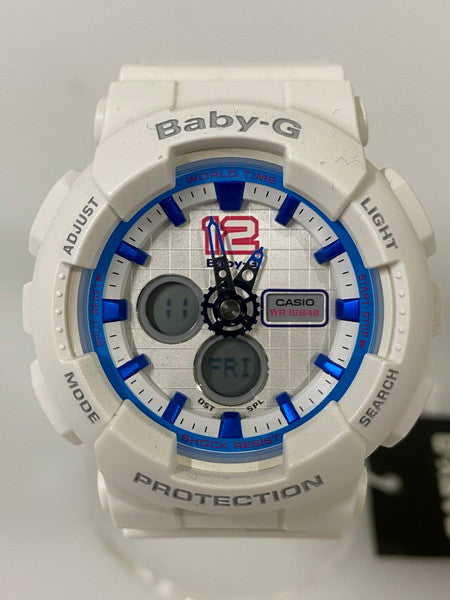 【LIFTる。景品】【中古品】【レディース】 CASIO カシオBABY-G ベビージー ベビーG  アナデジ クォーツ腕時計 BA-120-7BDR レディース ウォッチ 時計 196-241129-em-02-min カラー：ホワイト 万代Net店