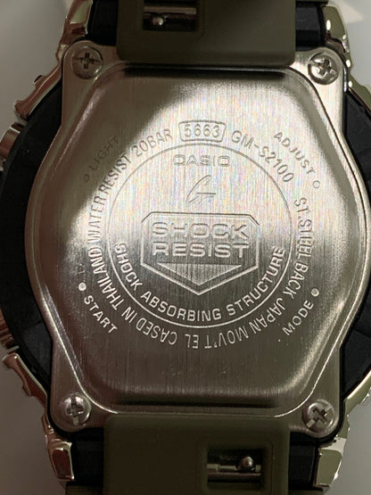 【中古美品】【メンズ/レディース】 CASIO カシオ G-SHOCK GM-S2100-3ADR ジーショック 海外モデル アナデジ クォーツ腕時計 196-260715-yn-38-min カラー：シルバー/オリーブグリーン 万代Net店