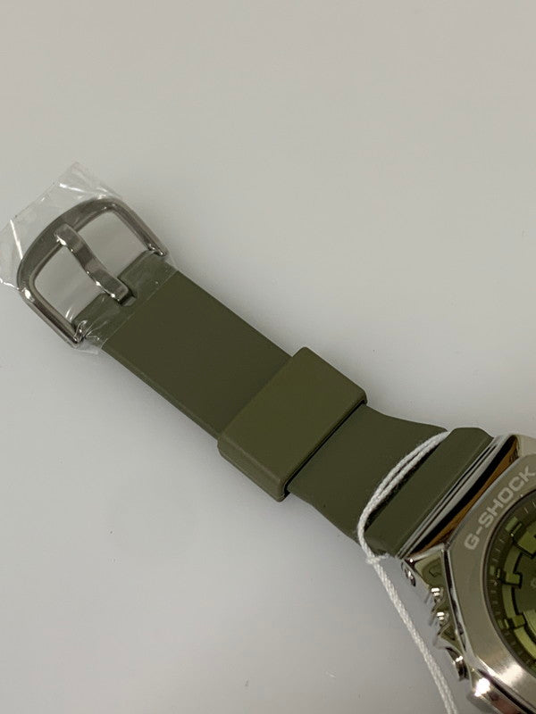 【中古美品】【メンズ/レディース】 CASIO カシオ G-SHOCK GM-S2100-3ADR ジーショック 海外モデル アナデジ クォーツ腕時計 196-260715-yn-38-min カラー：シルバー/オリーブグリーン 万代Net店