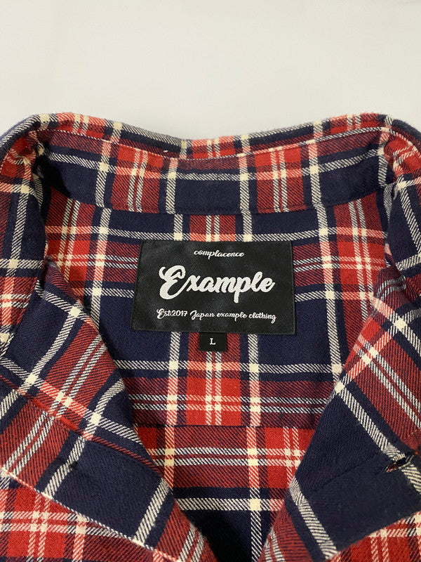 【中古】【メンズ】  EXAMPLE L/S CHECK SHIRT エグザンプル ロングスリーブ チェックシャツ 長袖シャツ トップス 142-240806-yn-04-min サイズ：L カラー：レッド/ホワイト/ネイビー 万代Net店