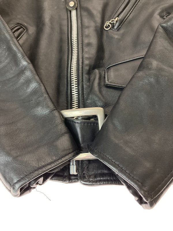 【中古品】【メンズ】  PERFECTO BY SCHOTT 613 DOUBLE LEATHER RIDERS JACKET ショット パーフェクト ダブル レザー ライダース ジャケット アウター 145-240516-yn-15-min サイズ：36 カラー：ブラック 万代Net店