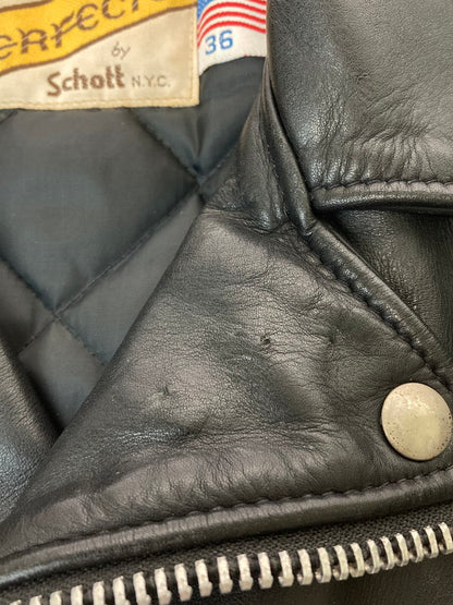 【中古品】【メンズ】  PERFECTO BY SCHOTT 613 DOUBLE LEATHER RIDERS JACKET ショット パーフェクト ダブル レザー ライダース ジャケット アウター 145-240516-yn-15-min サイズ：36 カラー：ブラック 万代Net店