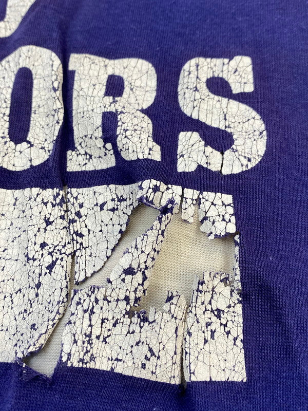 【ジャンク品】【メンズ】 Champion チャンピオン トリコタグ後期 USA製 80S REVERSIBLE COLLEGE LOGO T-SHIRT 1980年代 リバーシブル カレッジロゴ ティーシャツ 半袖Tシャツ 146-260410-KS-09-min サイズ：S カラー：ネイビー 万代Net店
