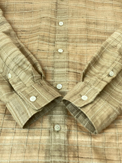 【中古品】【メンズ】  SEMOH 23SS WILD SILK SHIRTS 23-1-13 セモー ワイルド シルク シャツ 長袖シャツ トップス 140-240430-yn-11-min サイズ：1 カラー：ブラウン系 万代Net店