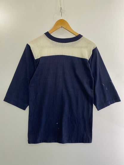 【中古品】【メンズ】 Champion チャンピオン バータグ USA製 80S KENT STATEFOOTBALL T-SHIRT 五分袖 フットボールカットソー 146-240630-as-26-min サイズ：S カラー：ネイビー/ホワイト 万代Net店