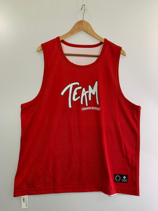 【中古美品】【メンズ】 CHROME HEARTS クロムハーツ 24SS PRO FORM TEAM BASKETBALL JERSEY MATTY BOY マッティボーイ メッシュジャージ タンクトップ トップス 190-240516-yn-22-min サイズ：L カラー：レッド 万代Net店