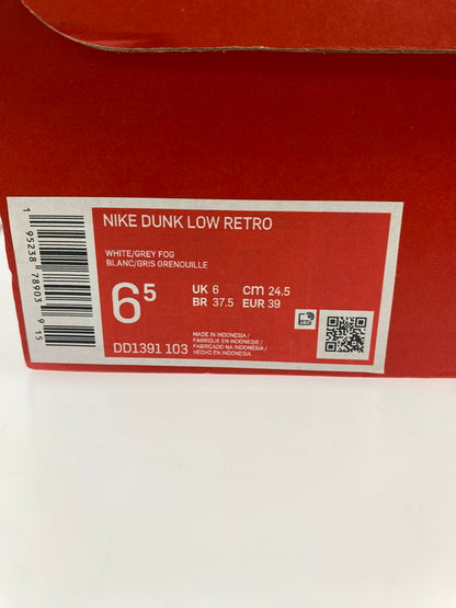 【中古美品】【レディース】 NIKE ナイキ DUNK LOW RETRO DD1391-103 ダンクロー レトロ スニーカー 靴 166-240509-jt-02-min サイズ：US 6.5 24.5cm カラー：WHITE/GREY FOG 万代Net店