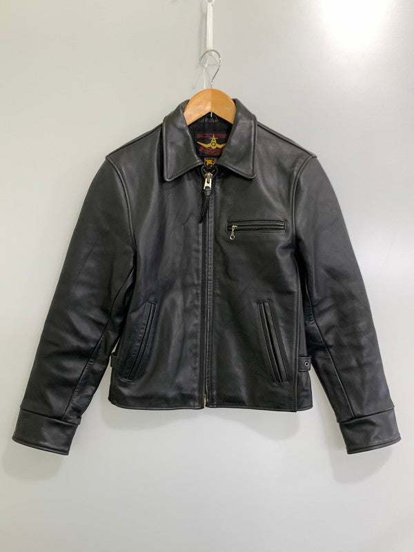 【現状渡し品】【メンズ】  B-MCCOY'S ビーマッコイ STEERHIDE LEATHER SINGLE RIDERS JACKET ステアハイド レザー シングル ライダーズ アウター 145-241010-me-10-min サイズ：36 カラー：ブラック 黒 万代Net店