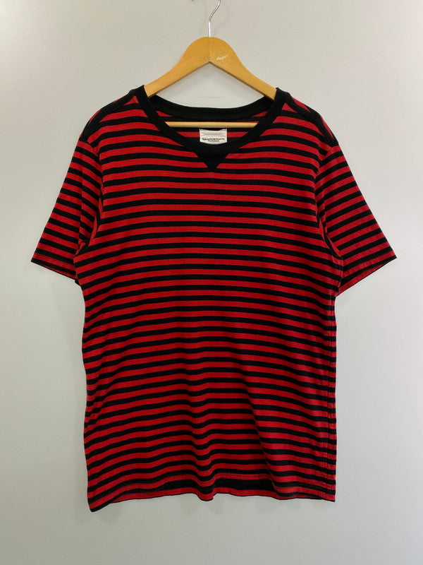 【中古品】【メンズ】 TAKAHIRO MIYASHITA The SoloIst. タカヒロミヤシタザソロイスト CREW NECK S S STRIPED TEE 半袖 Tシャツ ボーダー 140-241015-AS-10-min サイズ：50 カラー：ブラック/レッド 万代Net店