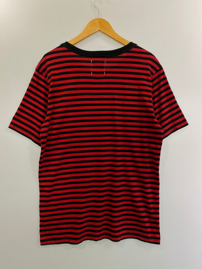 【中古品】【メンズ】 TAKAHIRO MIYASHITA The SoloIst. タカヒロミヤシタザソロイスト CREW NECK S S STRIPED TEE 半袖 Tシャツ ボーダー 140-241015-AS-10-min サイズ：50 カラー：ブラック/レッド 万代Net店