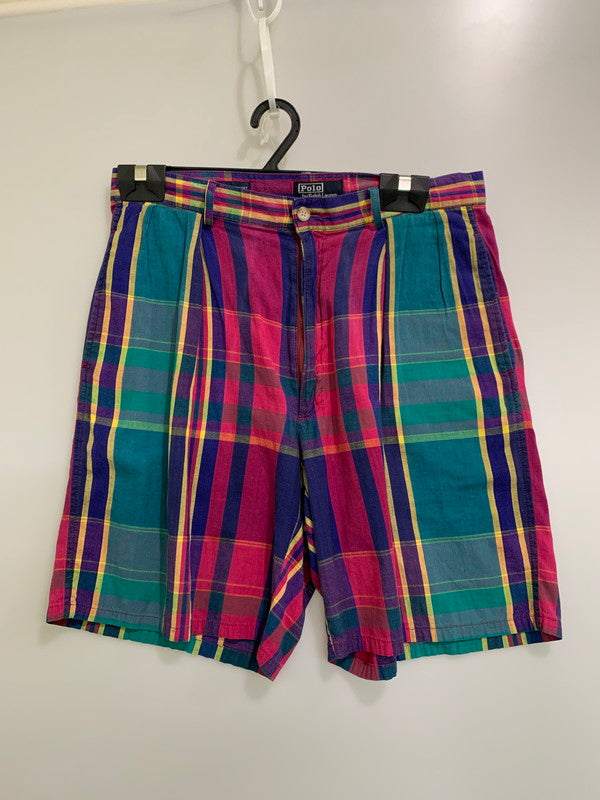 【中古品】【メンズ】 Polo by Ralph Lauren ポロバイラルフローレン 初期紺タグ USA製 90's CLASSIC GOLF SHORTS 90年代 クラシックゴルフショーツ パンツ 157-260409-SH-05-min サイズ：32 カラー：マルチカラー 万代Net店