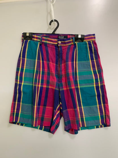 【中古品】【メンズ】 Polo by Ralph Lauren ポロバイラルフローレン 初期紺タグ USA製 90's CLASSIC GOLF SHORTS 90年代 クラシックゴルフショーツ パンツ 157-260409-SH-05-min サイズ：32 カラー：マルチカラー 万代Net店