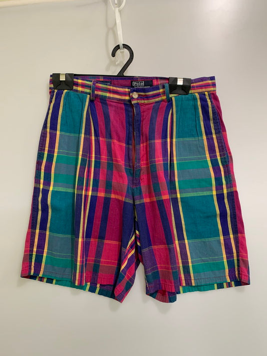 【中古品】【メンズ】 Polo by Ralph Lauren ポロバイラルフローレン 初期紺タグ USA製 90's CLASSIC GOLF SHORTS 90年代 クラシックゴルフショーツ パンツ 157-260409-SH-05-min サイズ：32 カラー：マルチカラー 万代Net店