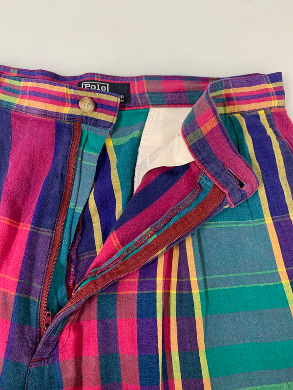 【中古品】【メンズ】 Polo by Ralph Lauren ポロバイラルフローレン 初期紺タグ USA製 90's CLASSIC GOLF SHORTS 90年代 クラシックゴルフショーツ パンツ 157-260409-SH-05-min サイズ：32 カラー：マルチカラー 万代Net店