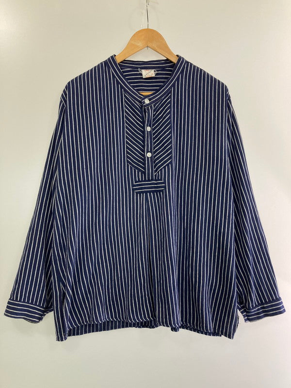 【中古品】【メンズ】  GRAGS F2 70's STRIPE SHIRT ロングスリーブ ストライプシャツ 長袖シャツ トップス 146-240514-yn-38-min サイズ：L カラー：ネイビー 万代Net店